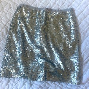 J Crew Silver Sequin Skirt, Size 2